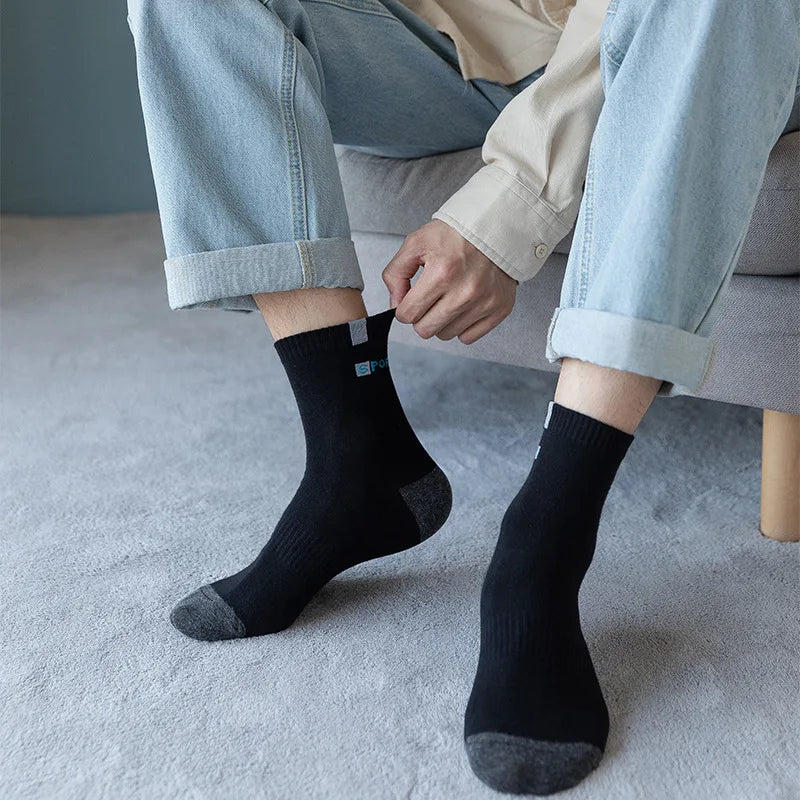 5/10 Pairs Men’s Bamboo Fiber Sports Socks – Breathable Cotton Crew Socks - 3KDyn